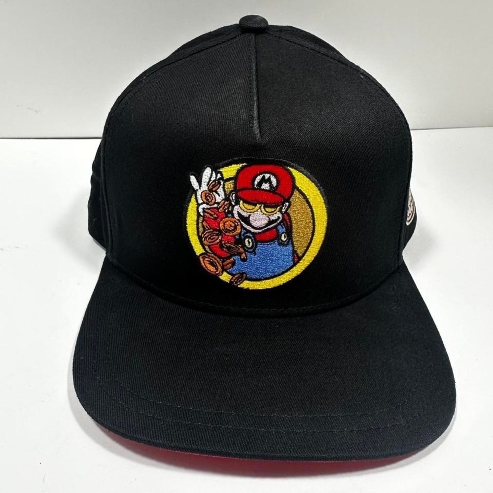 Tony Caps Mario Money Snapback Hat Mens OSFM Black Red Underbrim Flat‎ Bill Cap